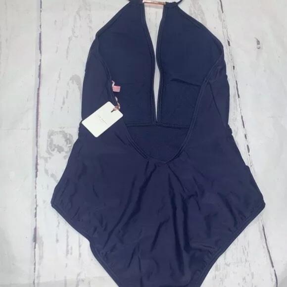 Ted Baker London Pikaa Halter One Piece Swim in Navy Blue 6 - Picture 3 of 6